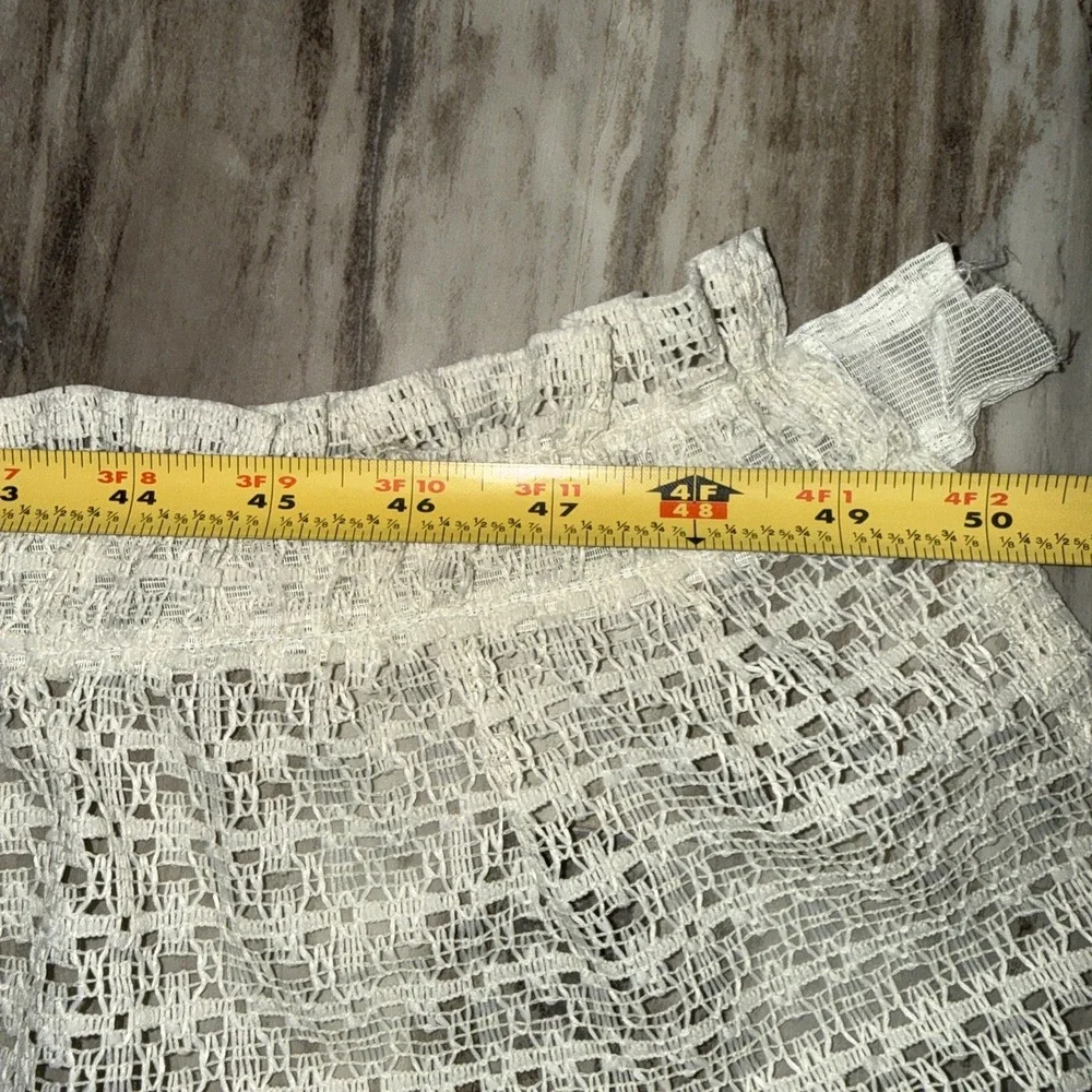 VTG Sears Cream Lace Valance Curtain For Rod Style 50X11.5 In Cottage Farmhouse